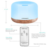 URPOWER 500ml Aromatherapy Essential Oil Diffuser Humidifier Room Decor Lighting with 4 Timer Settings, 7 LED Color Changing Lamp and Waterless Auto Shut-Off