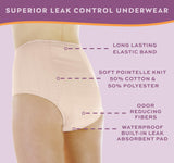 Wearever Women's Incontinence Underwear for Bladder Control with Super Absorbency - Reusable & Washable Leak Proof Underwear for Women - (Pack of 3) (Beige) (4X) (Fits Hip 52-55")