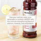 Monin - Total Immunity Boost, Immune Support Supplement, Liquid Blend of Vitamins, Minerals, & Antioxidants, Immune Boosting Vitamin C & D + Elderberry, For All Beverages, Low Calorie (33.8 oz + Pump)