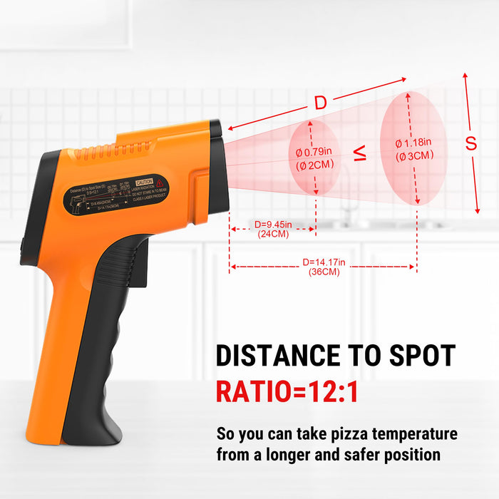 ThermoPro TP30 Infrared Thermometer Gun, Laser Thermometer for Cooking, Pizza Oven, Griddle, Engine, HVAC, Laser Temperature Gun with Adjustable Emissivity & Max Measure -58°F ~1022°F (Not for Human)