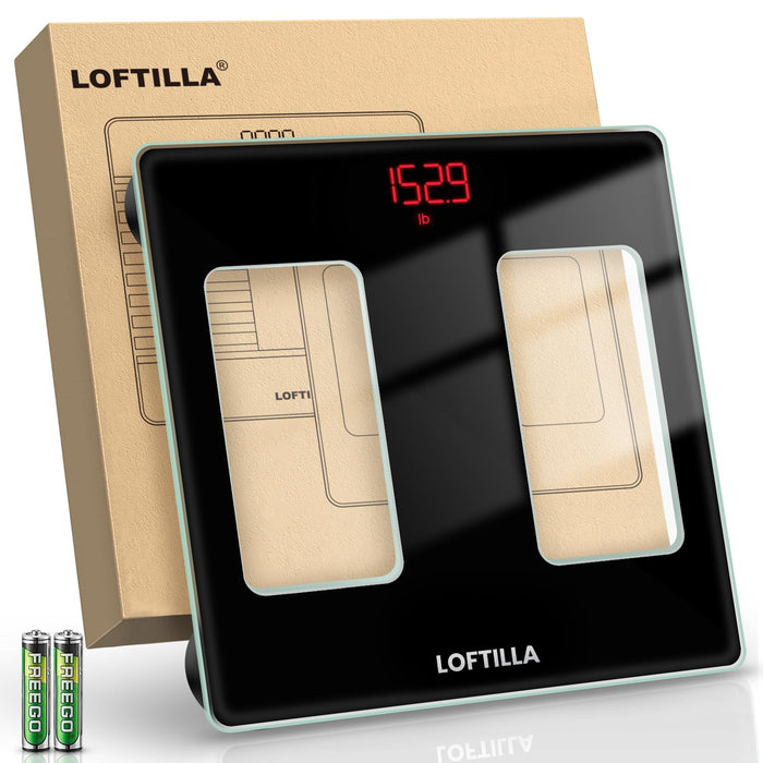 LOFTILLA Bathroom Scale for Body Weight, Highly Accurate Weight Scale for Home Used, Digital Scale with Sturdy Tempered Glass, Bathroom Scales for Weight with Bright LED Display, 400lb