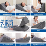 Sasttie Wedge Pillow for Sleep Apnea, 12 Inch Bed Wedge Pillow for Back Pain Relief, Adjustable Memory Foam Pillow Wedges for Sleeping Acid Reflux, Shoulder Pain Relief and Snoring, Dark Grey