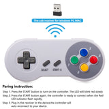 Retro Wireless USB Controller for SNES PC Games, 2.4G Rechargeable Classic SNES USB Game Pad Emulator Controller for Windows PC MAC,Raspberry PI