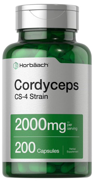 HORBAACH Cordyceps Mushroom Capsules 2000mg | 200 Count