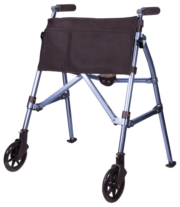 Stander Wonder Walker Plus Short, Junior Lightweight Folding Rolling Walker for Adults, Seniors, Elderly, Petite Travel Walker with Wheels, Glides, Pouch, Compact Standard Walker, Cobalt Blue