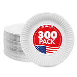 Stock Your Home 9-Inch Paper Plates Uncoated, Everyday Disposable Plates 9" Paper Plate Bulk, White, 300 Count