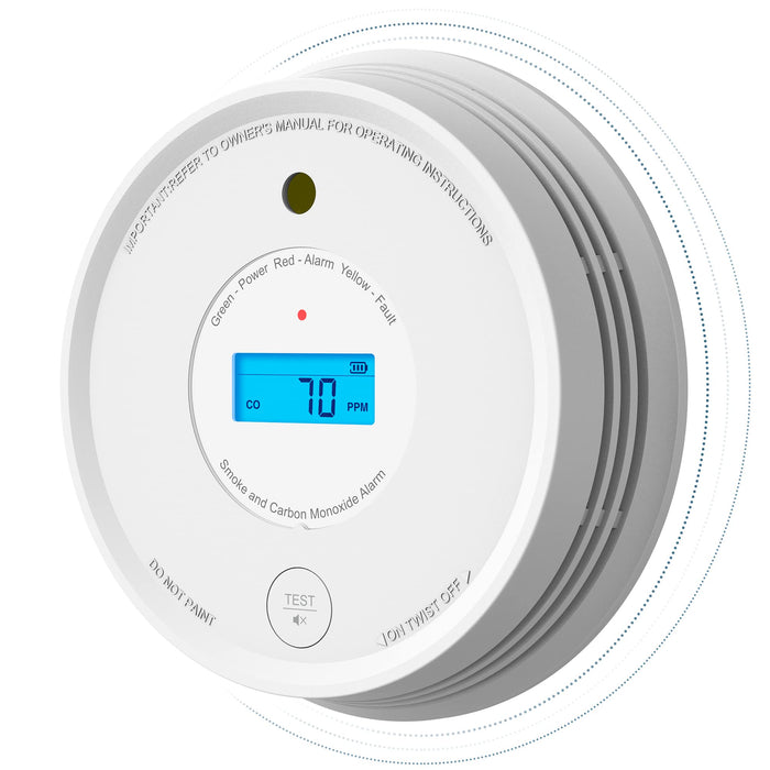 AEGISLINK Smoke Carbon Monoxide Detector, AEGISLINK Interlinked Combination Smoke CO Alarm, Battery Powered, Wireless Interconnected, Digital Display, SC-RF220, 1-Pack