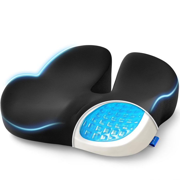 ZIKEE Gel Seat Cushion for Office Chair and Car Seat with Ergonomic Zoning, Memory Foam Chair Cushion for Sciatica, Lower Back, Tailbone Pain Relief and Intimate Ventilation, Non-Slip & Airy Cover