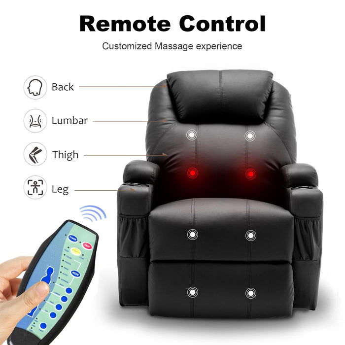 Korser Power Lift Recliner Chair for Elderly and Adults, Electric Recliner with Massage and Heating, Reclining Chair with Remote Control and Cup Holder, Faux Leather Reclining Sofa Chair