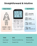 NURSAL Dual Channel 3-in-1 TENS Unit Muscle Stimulator, EVA Travel Case Electronic Pulse Massager, 24 Modes TENS EMS Machine, Muscle Massager for Shoulder, Neck, Sciatica and Back Pain Relief Therapy