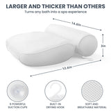 LuxStep Bath Pillow Bathtub Pillow with 6 Non-Slip Suction Cups,14.6x12.6 Inch, Extra Thick and Soft Air Mesh Pillow for Bath - Fits All Bathtub, White