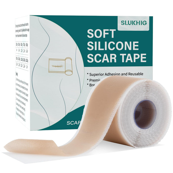 Silicone Scar Sheets (1.6"x 79" Roll-2M), Silicone Scar Tape for Scar Removal Treatment, Reusable Silicone Scar Strips for C-Section, Keloid, Burn, Acne, Surgical Scars