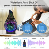 Essential Oil Diffuser Aromatherapy Diffuser- 120 ml Glass Ultrasonic Cool Mist Oil Diffuser, Whisper Quiet with Waterless Auto Shut-Off, 4 Timer Setting,7 Colors Night Light for Home (Silver)