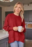 EFAN Women's Red Christmas Oversized Sweaters Crewneck 2024 Fall Fashion Clothes Outfits Trendy Winter Long Sleeve Batwing Cozy Tunic Crew Neck Pullover Top Red M