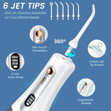 350ML Water Flossers for Teeth - OLED Display Powerful Electric Flosser with 5 Modes 6 Jet Tips, Portable Cordless Water Dental Flosser IPX7 Waterproof Oral Irrigator for Home Travel