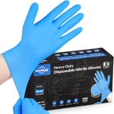 TitanFlex Heavy-Duty Blue Disposable Nitrile Gloves, Medium, Box of 100, 6-mil, Fully Textured, Powder-Free, Latex-Free