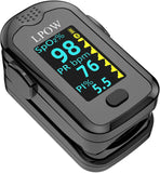 LPOW Fingertip Pulse Oximeter, Blood Oxygen Saturation Monitor (SpO2) with Pulse Rate, Perfusion Index with Alarm, OLED Display, Batteries and Lanyard Included