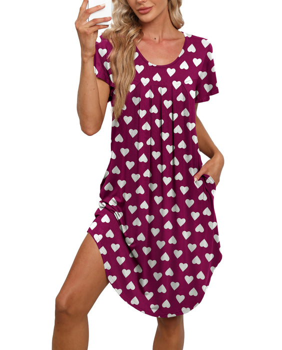 Bestshow Women Valentine Nightgown Lounger House Dresses Nightgown for Women Elderly With Pockets Mumu Dresses Valentine's Day Gift for her 2024