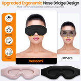 BeHoomi Sleep Mask, 2 Packs Premium Eye Mask for Sleeping, Total Blackout, Superior Soft Comfort, Upgraded 3D Ergonomic Designed Sleeping Mask for Home, Office, Travel, Meditation, Yoga, Black & Pink