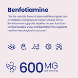 Benfotiamine 600mg Supplement | 5X Time Fat-Soluble Thiamine Vitamin B1 | Max Boost Bioavailable Thiamine B1 Levels | 120 Veggie Capsules | Made in USA