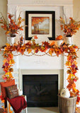 DearHouse 2 Pack Fall Garland Maple Leaf, 5.9Ft/Piece Hanging Vine Garland Artificial Autumn Foliage Garland Thanksgiving Decor for Home Wedding Fireplace Party Christmas (Orange)