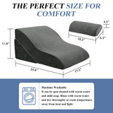 Axelrod Bed Wedge Pillow Set Foam | Adjustable Pillows for Back, Leg and Knee Pain Relief | Post Surgery Ortho Pillow – Anti Snoring, Heartburn, Acid Reflux & GERD- Dark Grey