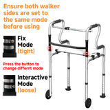 4in1 Walkers for Seniors, Front Wheeled Walker, 2 Wheel Standard Walker with Seat Support to 396 lbs, Lightweight Folding Aluminum Adult Walker, 8 Height Adjustable, Detachable Bath Seat, 2 Ski Glides