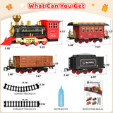 Hot Bee Train Set - Christmas Tree Train Toys for Boys with Smokes, Lights and Sound, Toy Train Set for Under Christmas Tree, Toddler Model Trains for 3 4 5 6 7 8+ Years Old Kids Christmas Toys Gifts