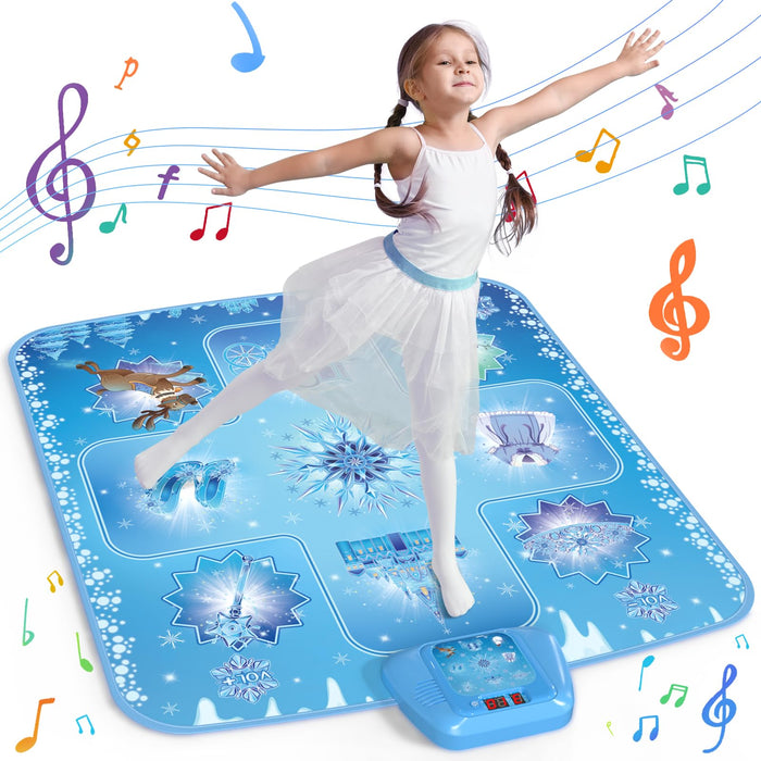 GirlsHome Dance Mat - Frozen Toys for Girls Electronic Dance Pad with 5 Game Modes, Built-in Music, Touch Sensitive Light Up LED Kids Musical Mat, Christmas & Birthday Gift for Girls 3-13