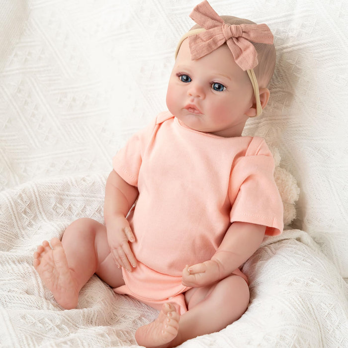 CJZYING Reborn Baby Dolls - 19 Inch Handmade Baby Girl Realistic Newborn Baby Dolls Silicone Full Body Set with Feeding Kit, Gift for Kids Age 3+