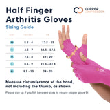 Copper Compression Arthritis Gloves | Fingerless Arthritis Carpal Tunnel Pain Relief Gloves For Men & Women | Hand Support Wrist Brace For Rheumatoid, Tendonitis, Swelling, Crocheting - Pink XS