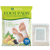 IKIMI 100 Ginger Foot Pads for Better Sleep, Stress Relief, and Care - Bamboo Vinegar Wormwood Powder Patches, Charcoal Oil for Sleep Quality, Deep Cleansing, Fatigue Relief, Comfortable Experience