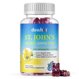 duwhot St John's Wort Gummies 600mg, with Ashwagandha & Holy Basil Extract for Adults & Kids, 3 in 1 Organic Herbal Supplements for Stress Relief, Nervous System Support, Non-GMO, Vegan, 60 ct.