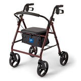 Medline Steel Rollator Walker for Adult Mobility Impairment, Burgundy, 350 lb. Weight Capacity, 8” Wheels, Foldable, Adjustable Handles, Rolling Walker for Seniors