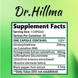 Dr.hillma DIM Supplement 200MG Diindolylmethane to Support Hormone Detox Balance Estrogen Supportments Metabolism Menopause Acne Hot Flashes Relief Support Antioxidant Detoxification(60 Capsules)