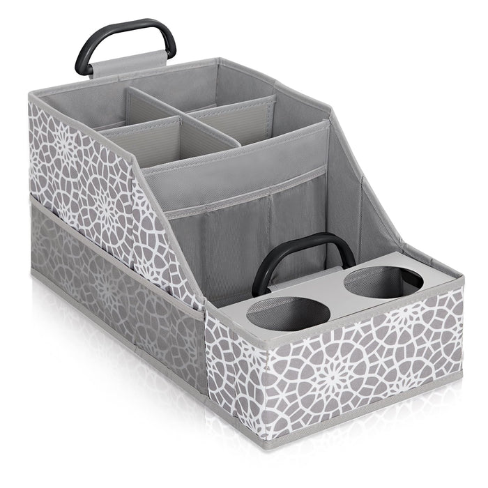 MULISOFT Car Seat Organizer- Backseat Car Organizer with 12 Storages Compartments and 2 Cup Holders, Organizers and Storage, Front Seat for Travel Kids,Gray