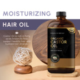 Brooklyn Botany Organic Castor Oil in Glass Bottle for Hair Growth, Eyelashes & Eyebrows - 100% Pure and Natural Carrier Oil, Hair & Body Oil - Moisturizing Massage Oil for Aromatherapy - 16 fl. Oz