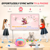 SUDOTACK Mini Karaoke Machine for Kids, Portable Bluetooth Karaoke Speaker with 2 Wilreless Microphones with LED Lights, Christmas Kids Toys Gifts for Girls 4, 5, 6, 7, 8, 9, 10 +Year Old-Pink(KM100)