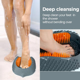 JIALEYA Lu-lala Shower Foot Scrubber - Portable Manual Foot Massager Cleaner Care for Soothe Feet Neuropathy Achy, Improve Foot Circulation - Wet and Dry use, Fits Plus Size Feet (Gray-Orange)