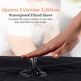 EROTICGEL Extreme Queen Black Fitted Massage Sheet, 60″ x 80″ +14″ (183cm x 203cm +35cm) - Waterproof Mattress Protector, Waterproof Mattress Cover for Massage - Oil, Water-Based, Silicone Safe