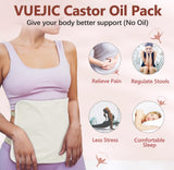 VUEJIC Castor Oil Pack Wrap,2Pcs Reusable Organic Flannel Cotton Compress,No Chemicals,Healthy Organic Cotton,Waterproof Less Mess Reusable Castor Oil Fit for Detox (Oil Not Included)