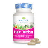 RidgeCrest Herbals Hair ReVive, Nutritional Hair Supplement with Vitamin C, Biotin (6000mcg), Zinc, and Copper, Hair Vitamins for Women to Support Healthy Hair, Skin, and Nails (120 Caps, 30 Servings)