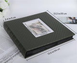 RECUTMS Photo Album 4x6 600 Photos Black Inner Page Button Grain Leather Big Capacity Pockets Pictures Album Birthday Christmas Wedding Anniversary (Dark Green)