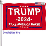 Trump 2024 Flag 3x5 Outdoor Double Sided 3 Ply-Red Trump Take America Back Flags Vivid Color Clear Pattern Reinforcement Sewing Durable Polyester