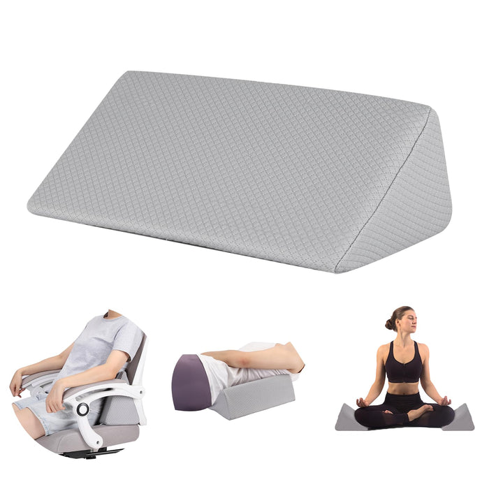 Small Wedge Pillow, Small Wedge Pillow for Sleeping, Foam Wedge for Yoga, Laptop, Memory Foam Positioning, Foam Pillow for Chair, Provide Support and Relieve Fatigue(Grey-S)