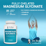 Dr. Berg's Magnesium Glycinate 400mg – Chelated Magnesium Supplement with Vitamin D & B6 – 150 Veg Capsules