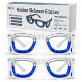 Hion 2 Pairs Adult Anti- Motion Sickness Smart Glasses, Ultra-Light Portable Nausea Relief Liquid Glasses, Carsickness Airsickness Seasickness Glasses, Kids Travel/Cruise Essentials（White