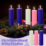 MTLEE 10 Pcs Christmas Advent Candles Set White Advent Pillar Candles Catholic Purple Candles Holiday Pink Candle Sticks Unscented Beeswax Candles for Advent Wreath Home Christmas (7.87 x 2.17 Inch)