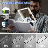 HQGZQL 6X Rechargeable Magnifying Glass with 50 LEDs Light Large Hands-Free Magnifying Glasses with Flexible Gooseneck Full Book Page Magnifier Perfect for Reading, Repair, Sewing Low Vision Seniors