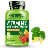 NATURELO Vitamin C with Organic Acerola Cherry Extract and Citrus Bioflavonoids - Vegan Supplement - Immune Support - 500 mg VIT C per Cap - Non-GMO - 180 Capsules